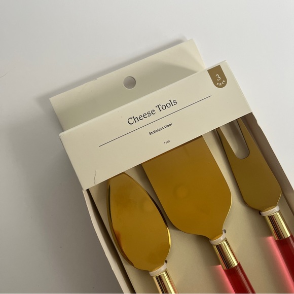 Threshold Target Brand 3 Pack Gold and Pink Cheese Tools: Fork, 2 Knives - Picture 4 of 11